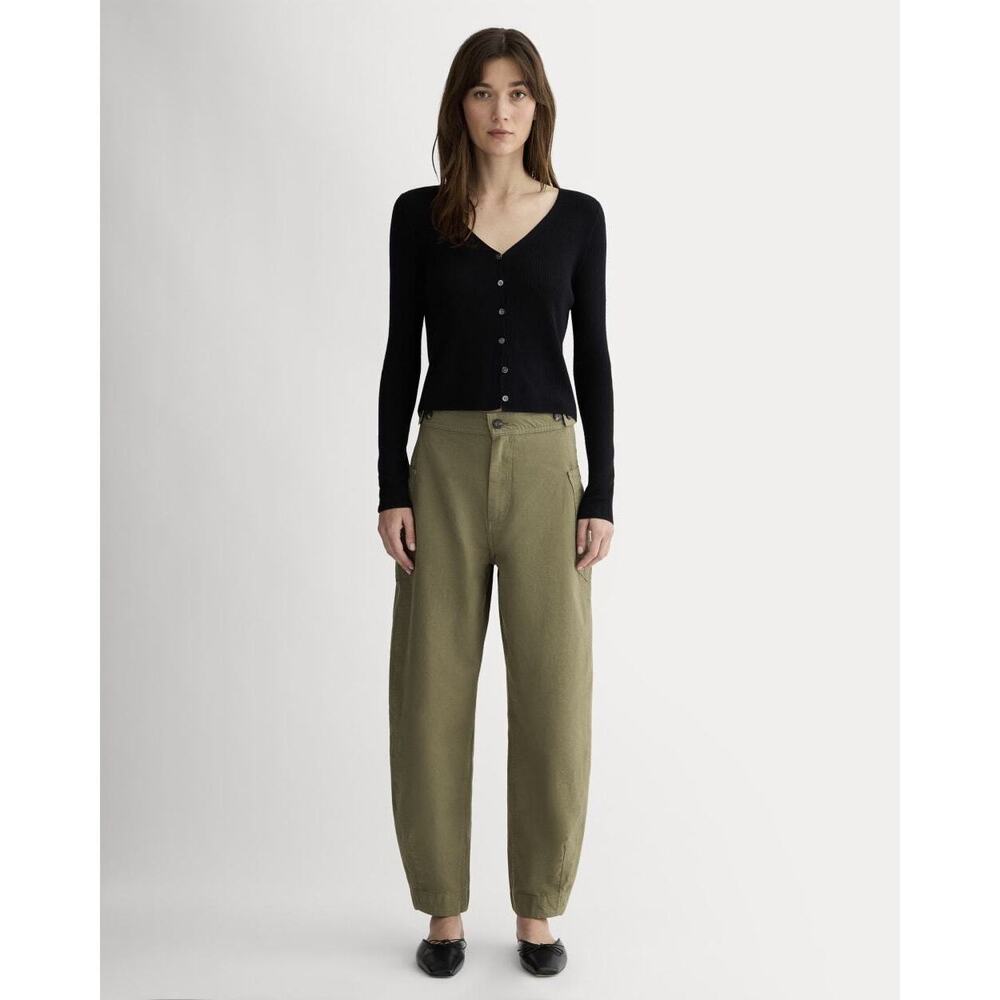 Everlane Women's Fatigue Barrel Pant in Olive, Size 0, Cotton/Linen